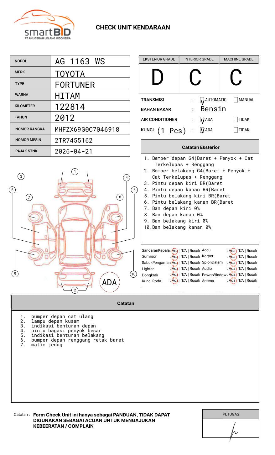 TOYOTA FORTUNER 2.7 G LUX