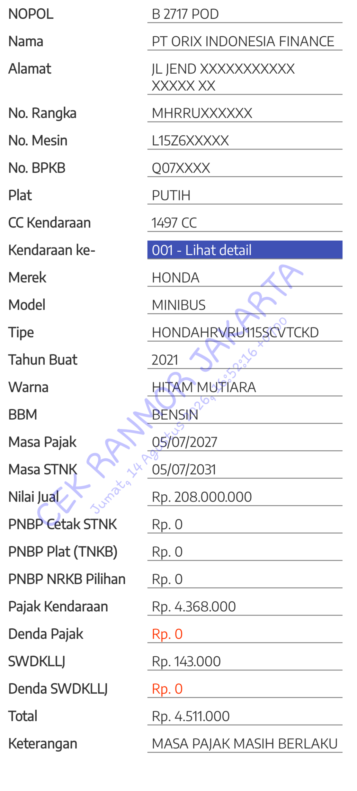HONDA HRV RU1 1.5 S