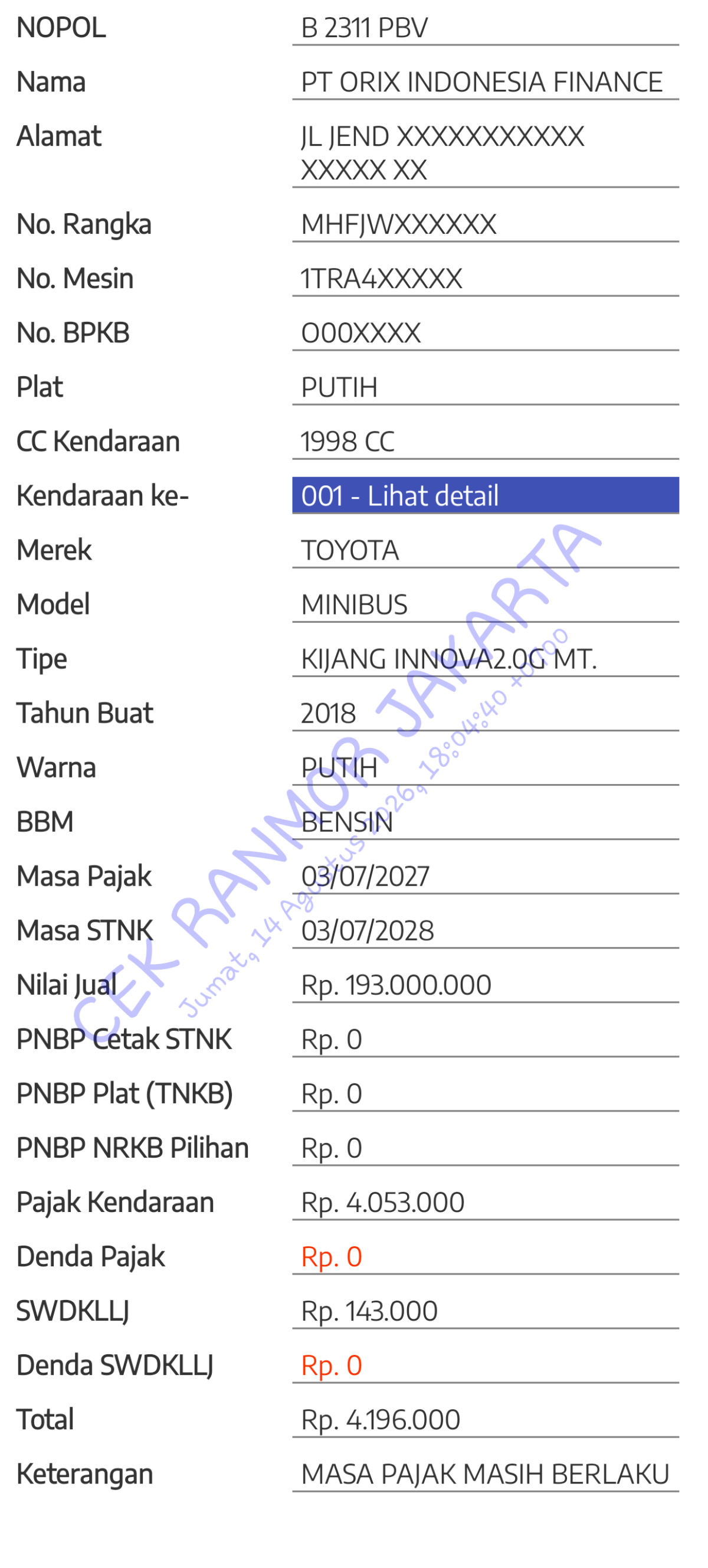 TOYOTA KIJANG INNOVA G