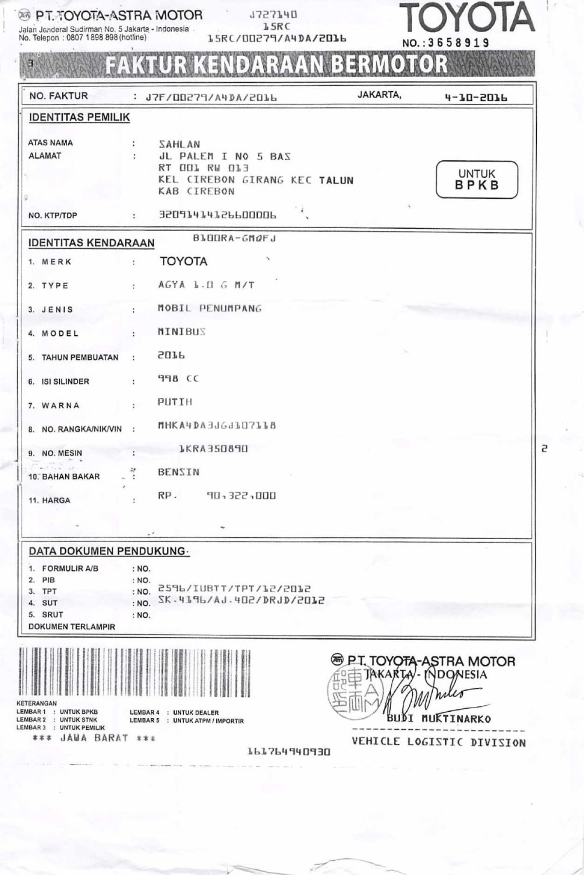 TOYOTA AGYA 1.0 G