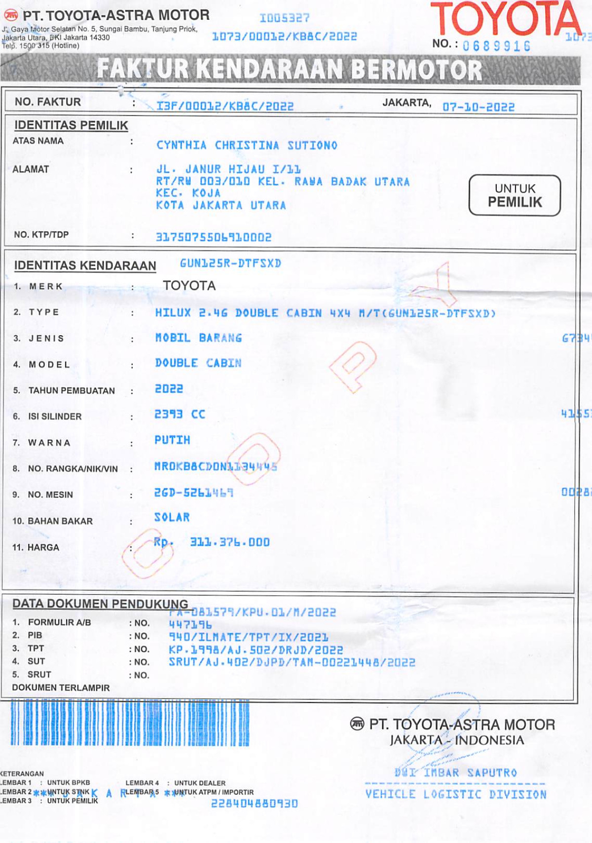 TOYOTA HILUX 2.4G DC