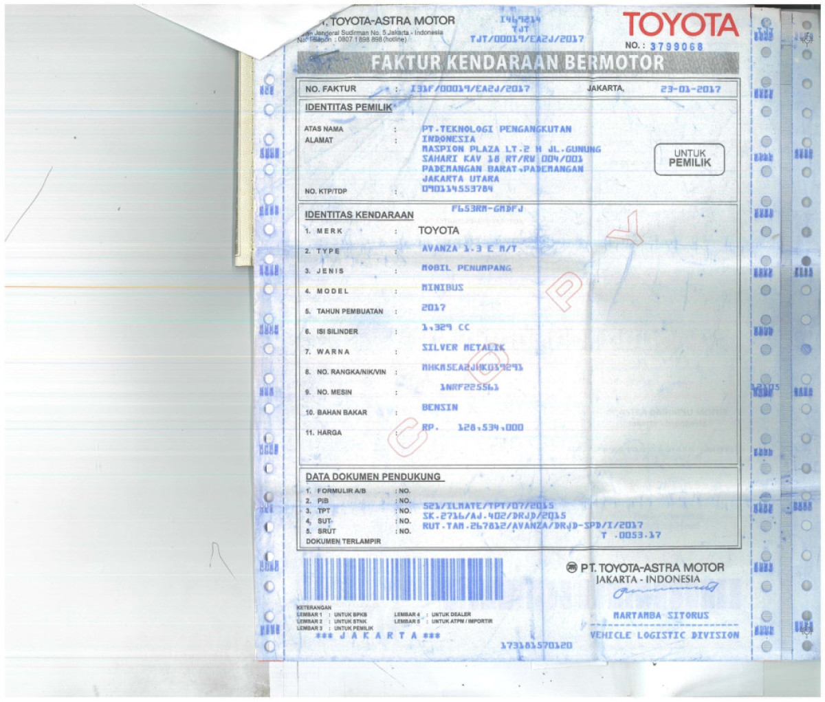 TOYOTA AVANZA 1.3 E