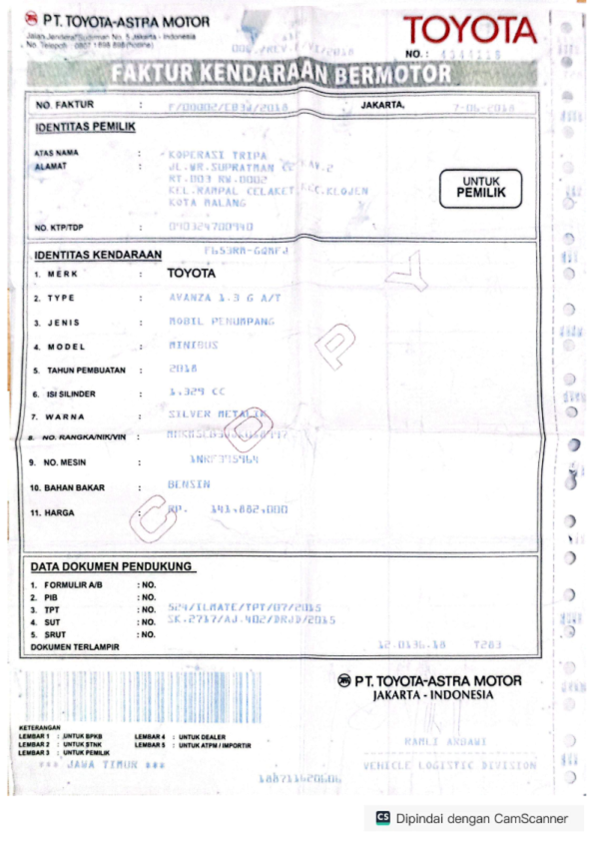 TOYOTA AVANZA 1.3 G