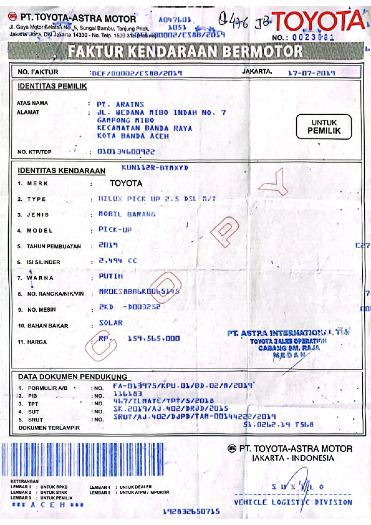 TOYOTA HILUX PICK UP 2.5 DSL