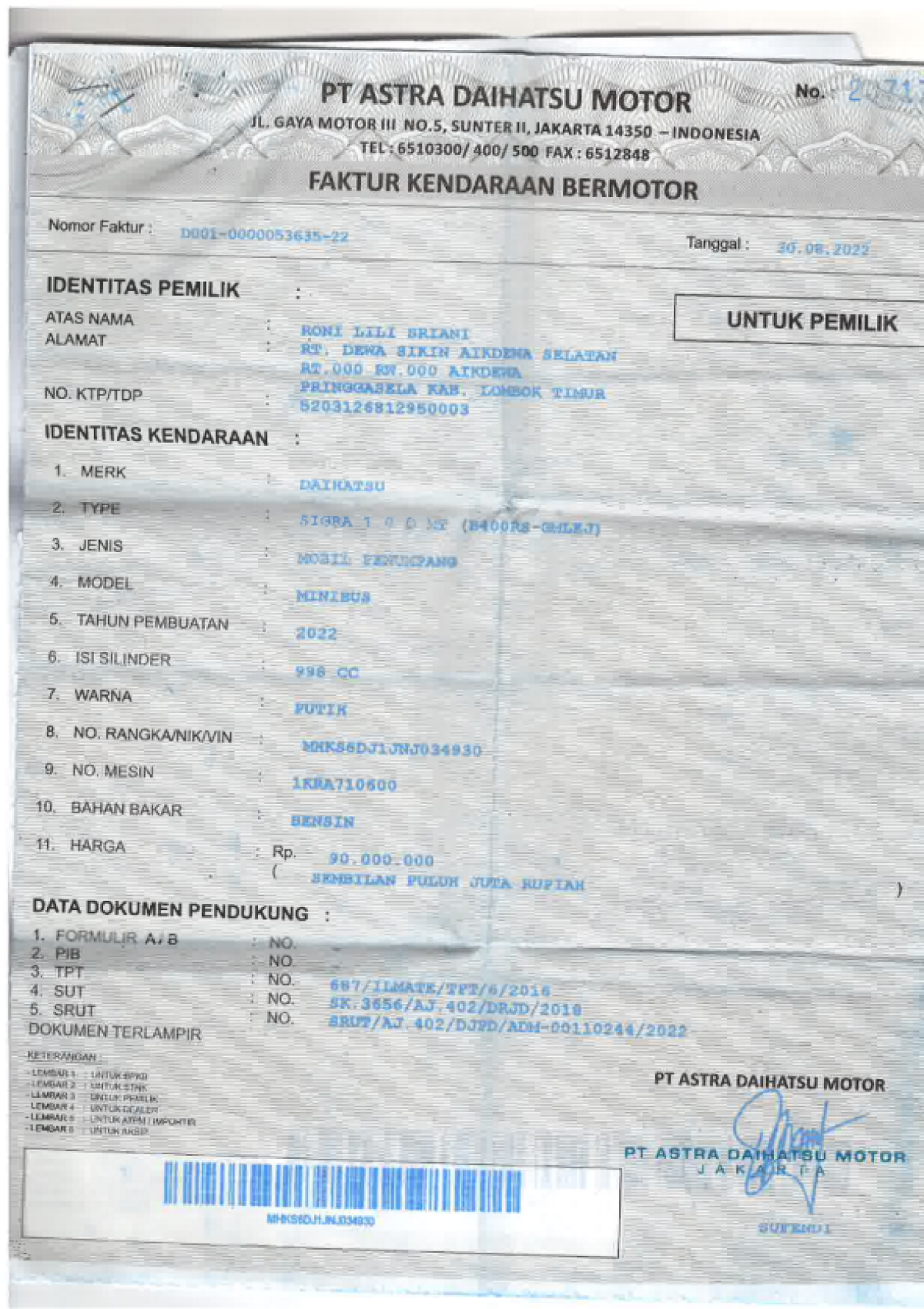 DAIHATSU SIGRA 1.0 D MC