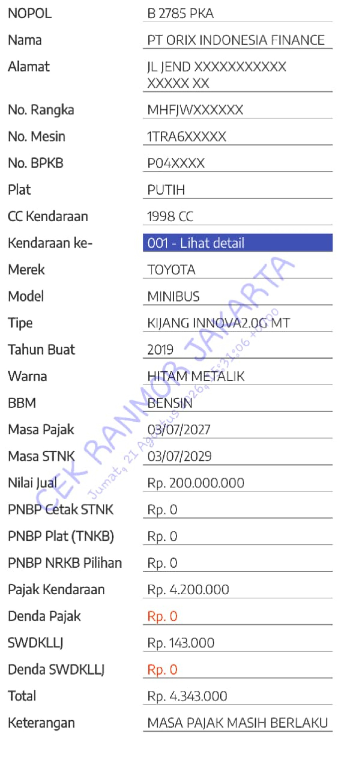 TOYOTA INNOVA G