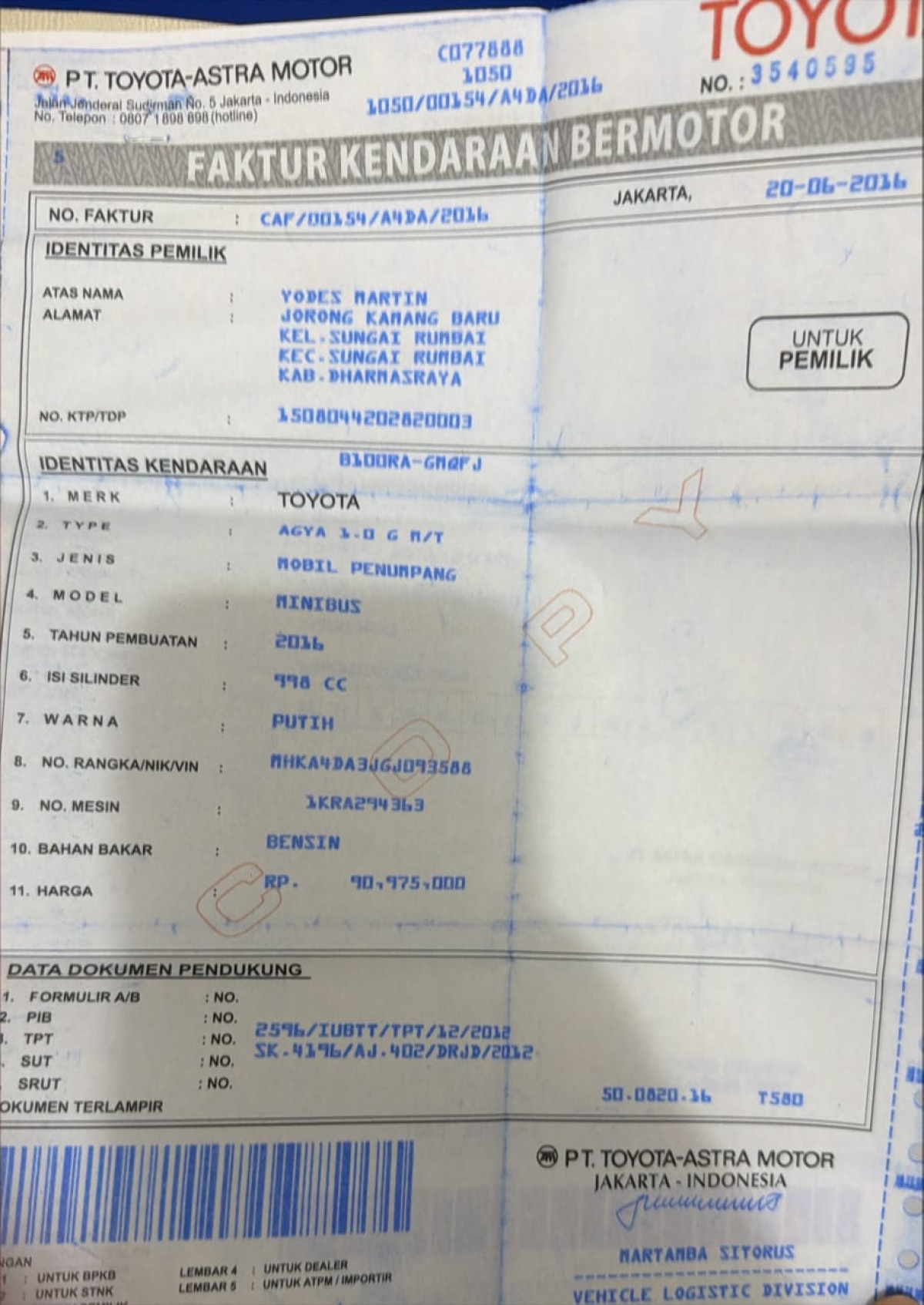 TOYOTA  AGYA  1.0 G