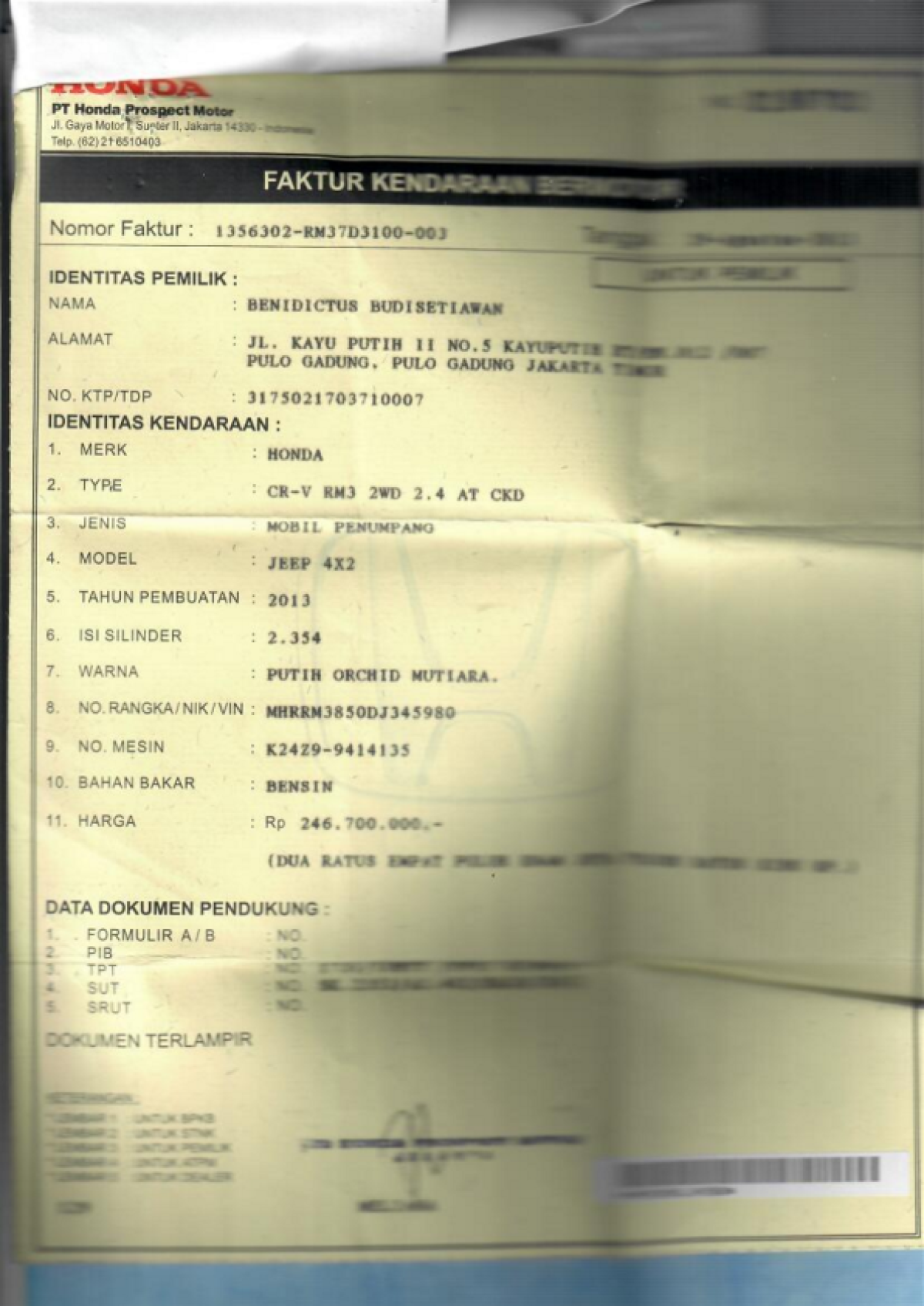HONDA CR-V RM3 2WD 2.4