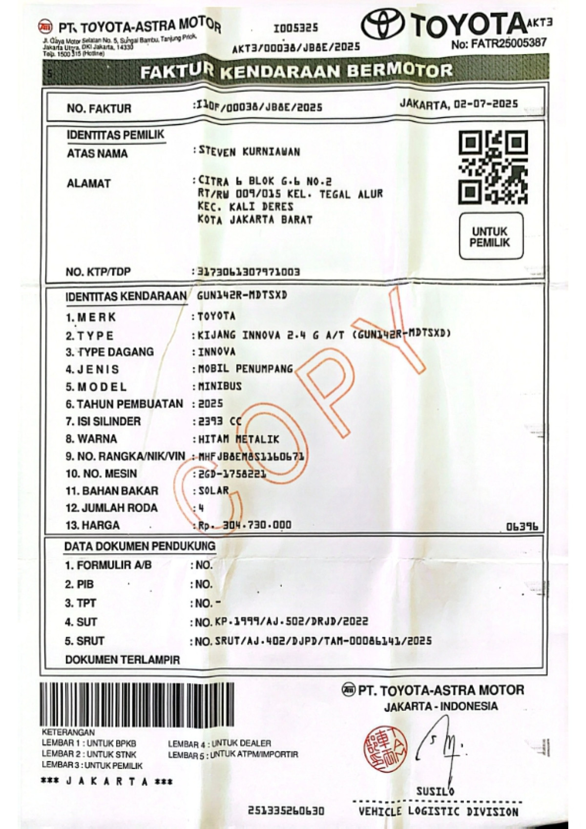 TOYOTA INNOVA 2.4 G