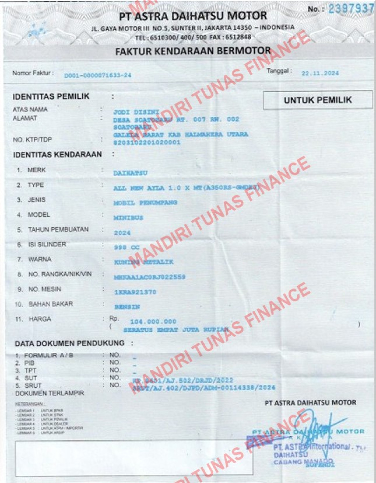 DAIHATSU AYLA  1.0 X