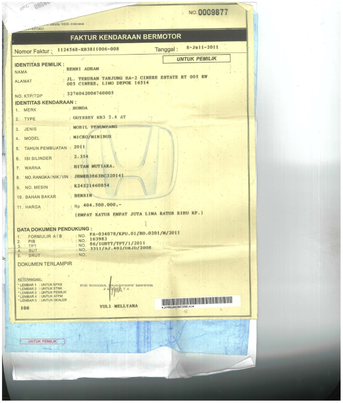 HONDA ODYSSEY 2.4