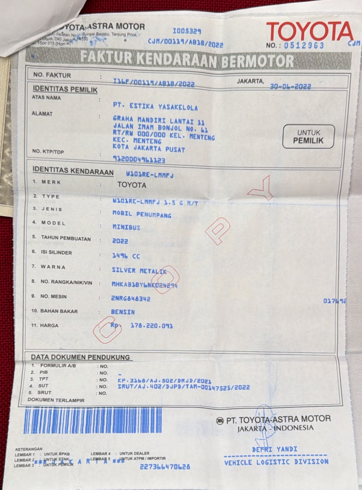 TOYOTA AVANZA 1.5 G