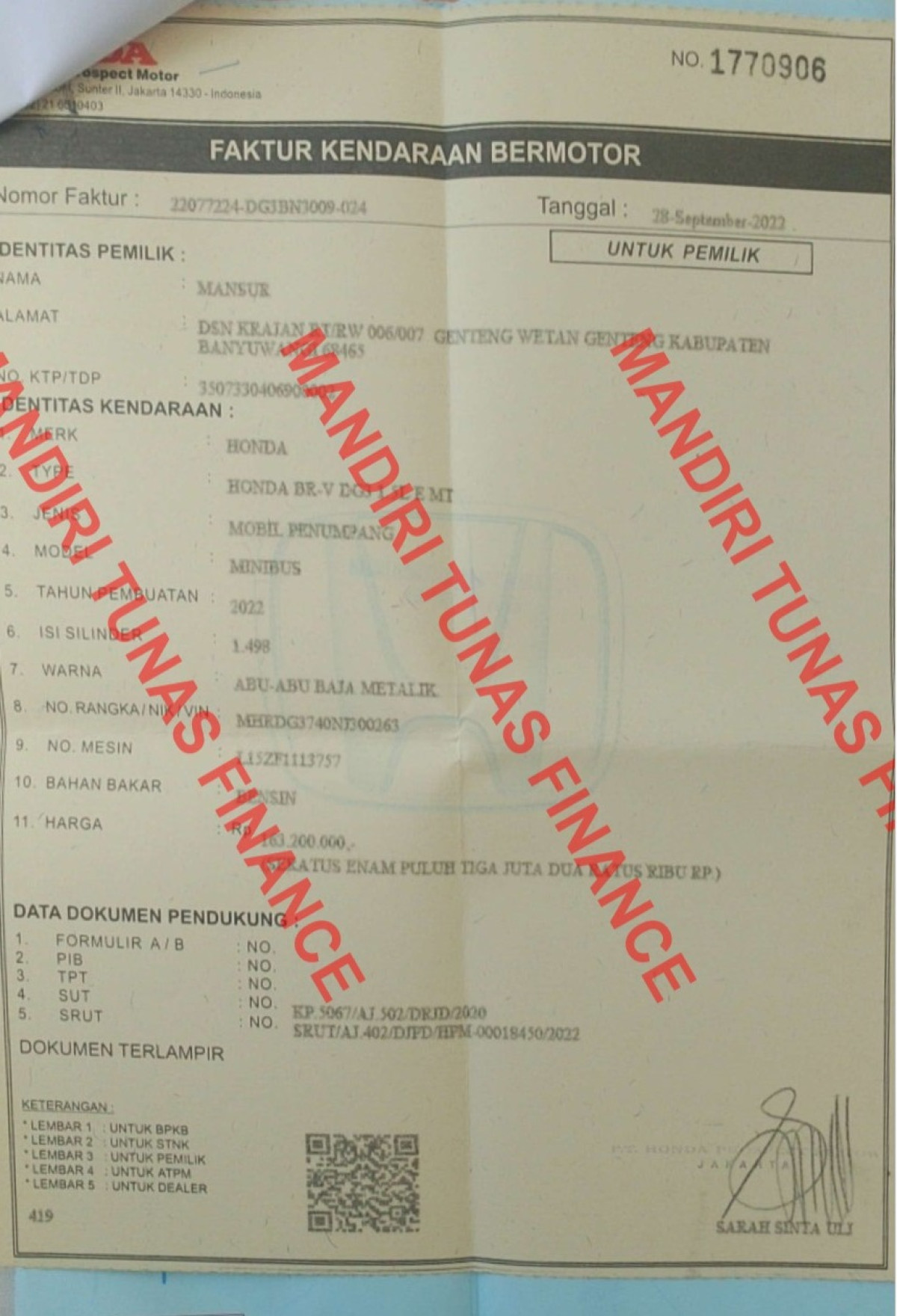 HONDA BR-V DG3 1.5 L E