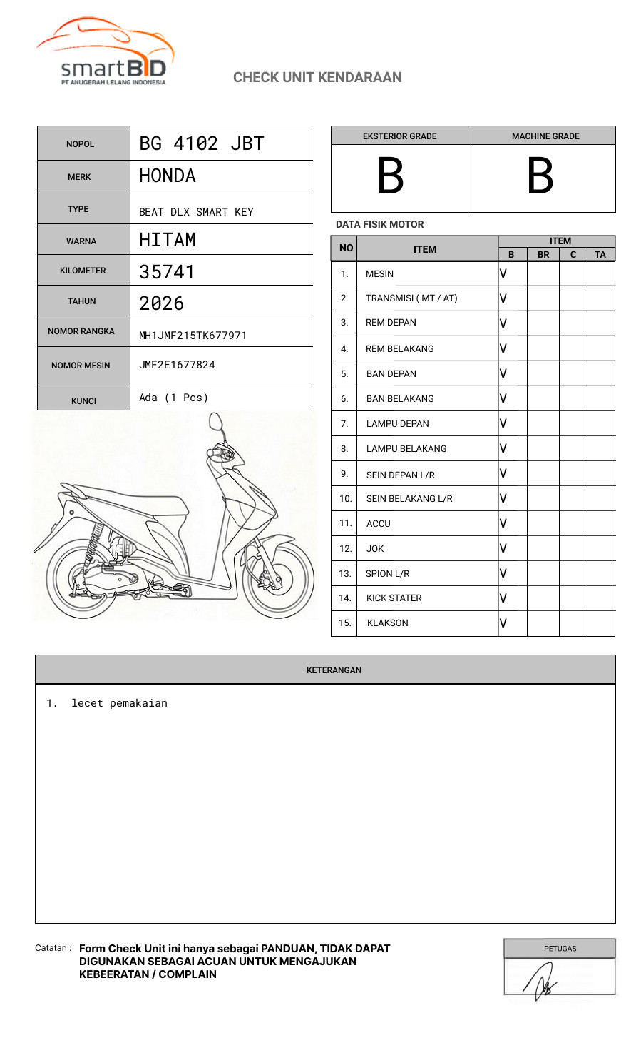 HONDA BEAT DLX SMART KEY