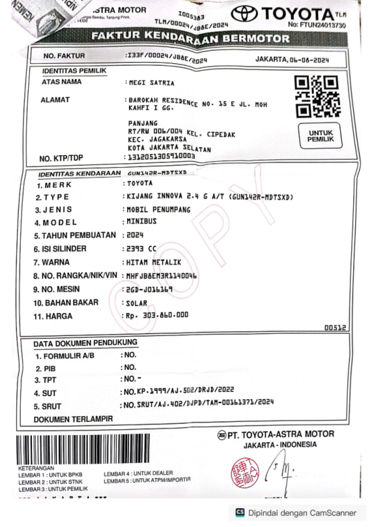 TOYOTA INNOVA 2.4 G