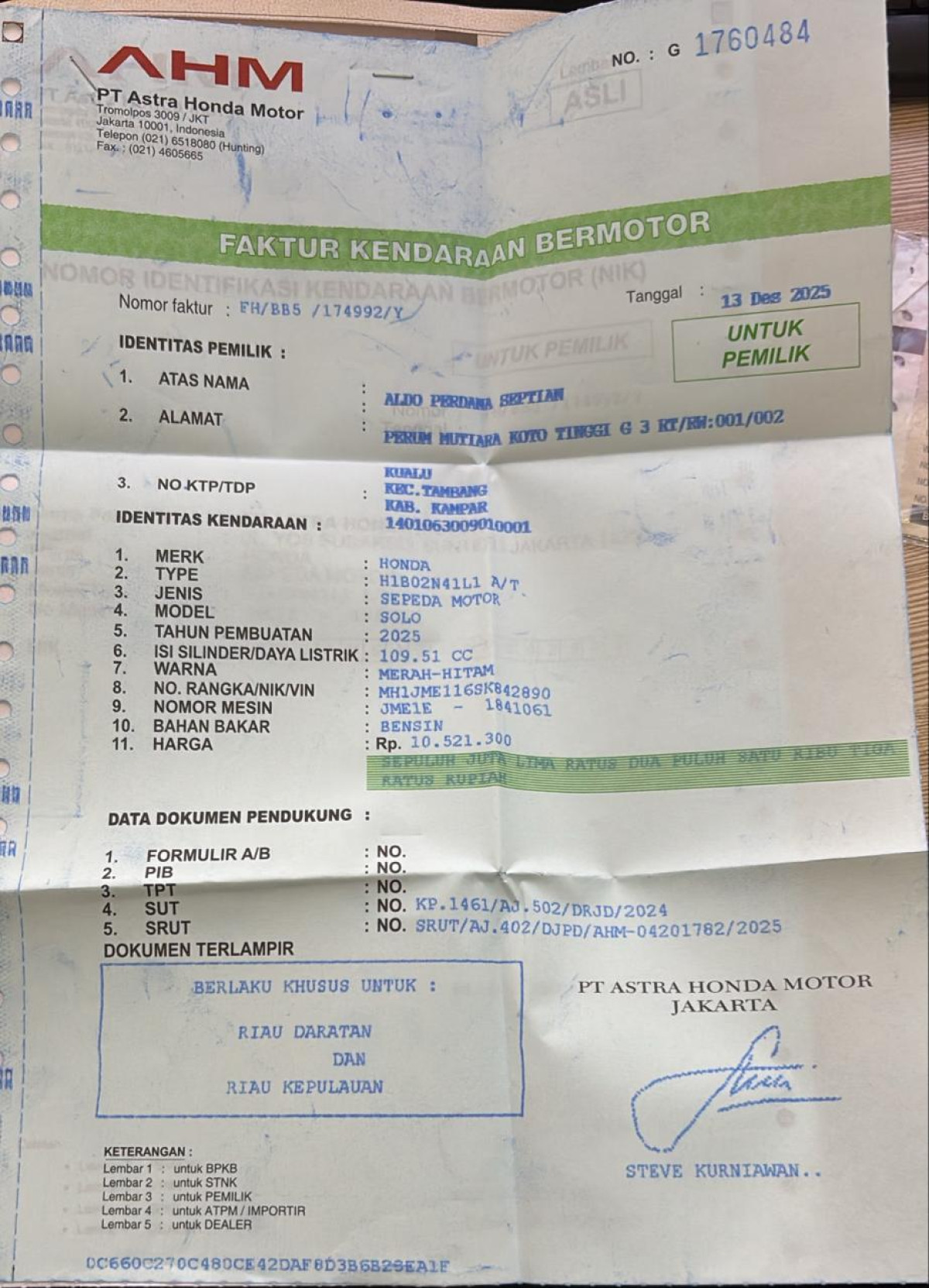 HONDA BEAT CBS FI CW