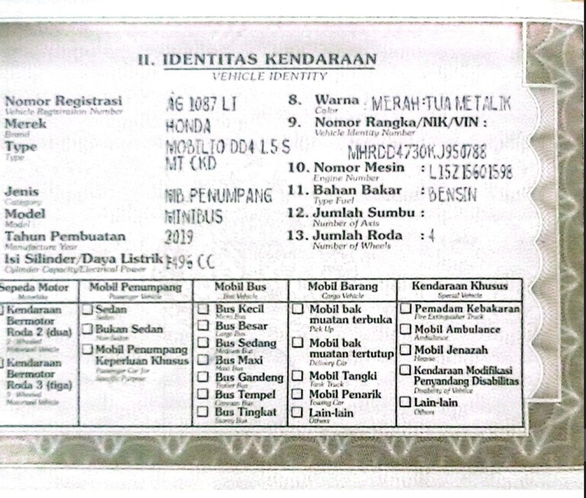 HONDA MOBILIO DD4 1.5 S