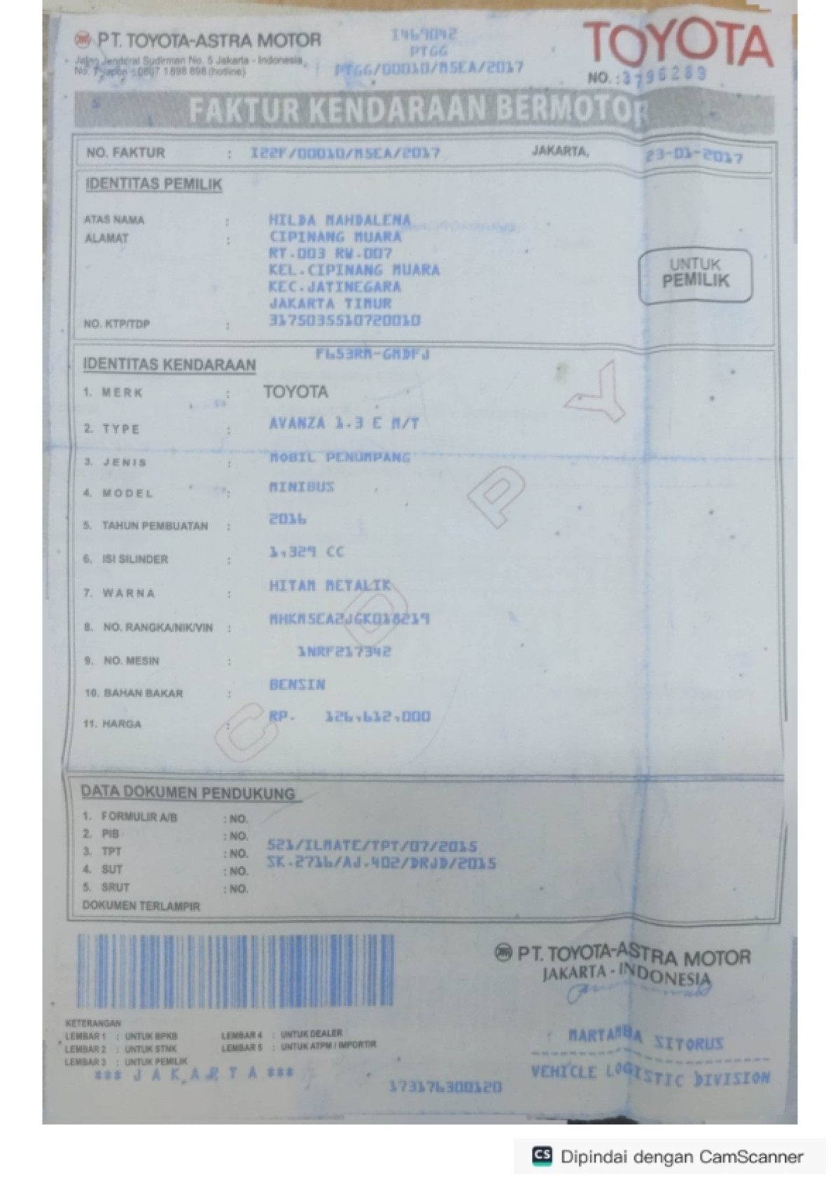TOYOTA  AVANZA  1.3 E