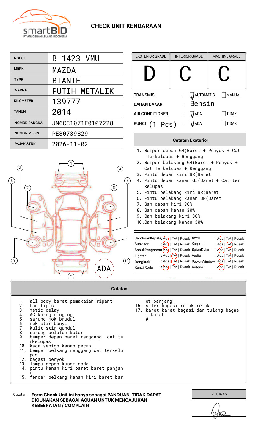 MAZDA BIANTE 2.0L 6 A/T