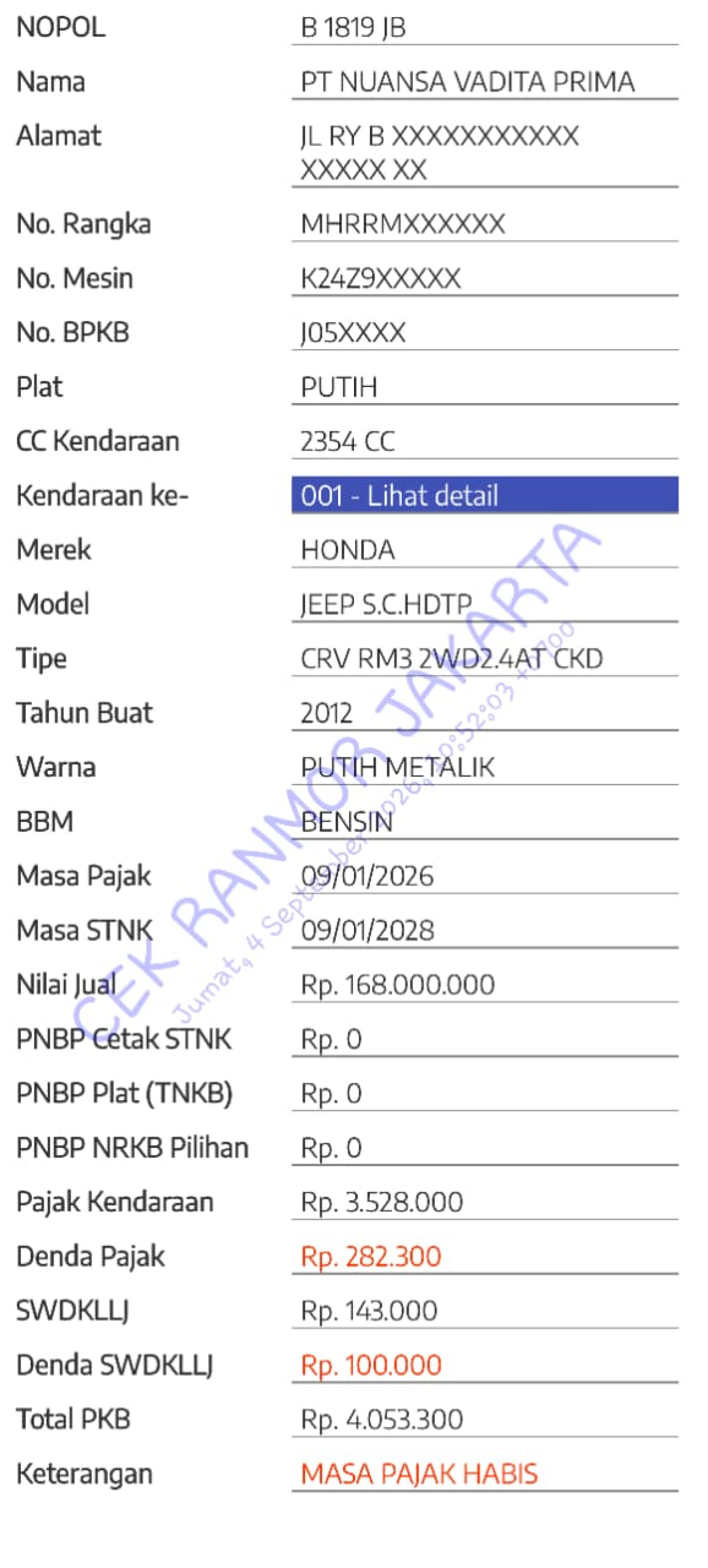 HONDA CR-V RM3 2WD 2.4