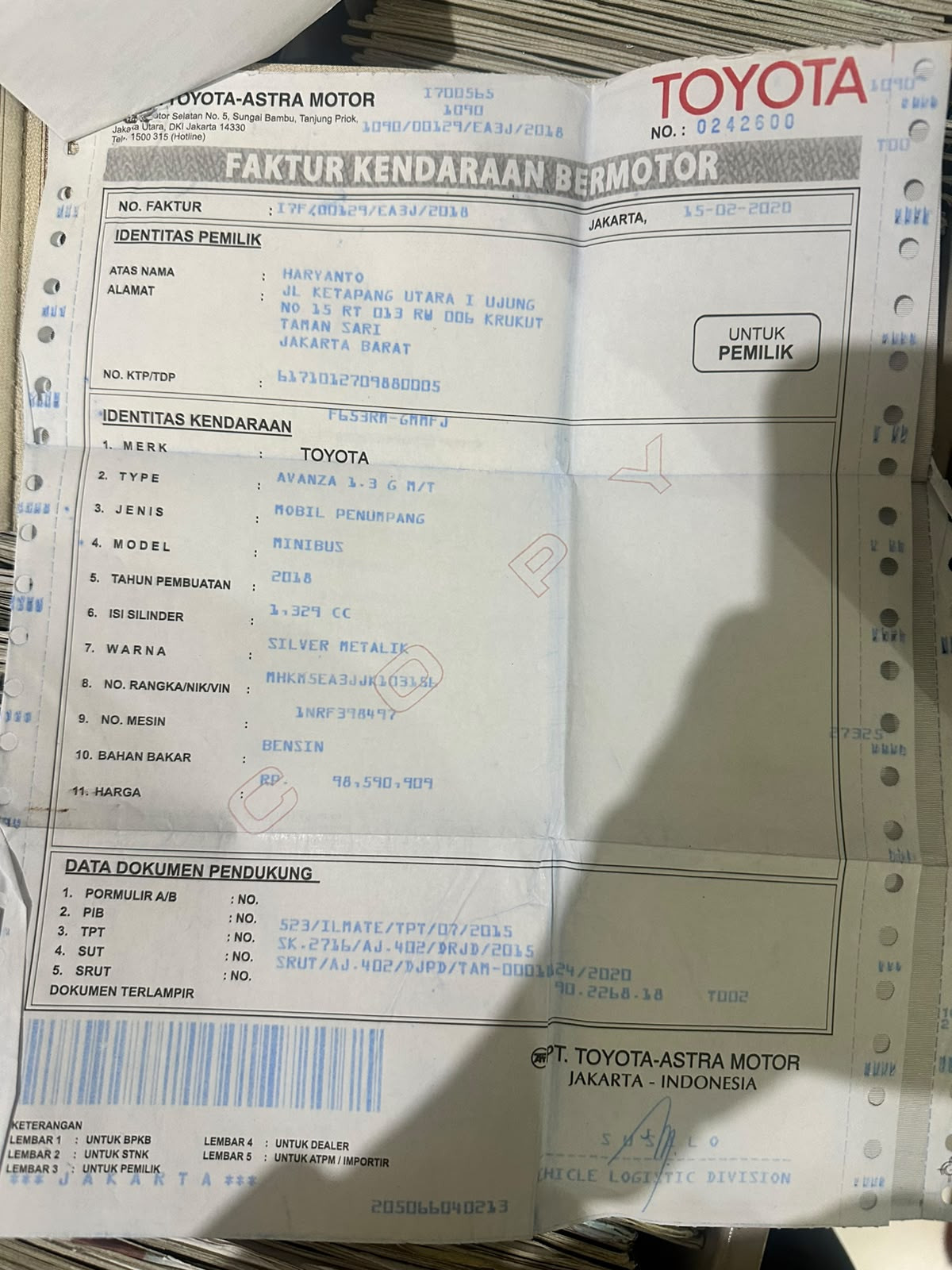 TOYOTA  AVANZA  1.3 G