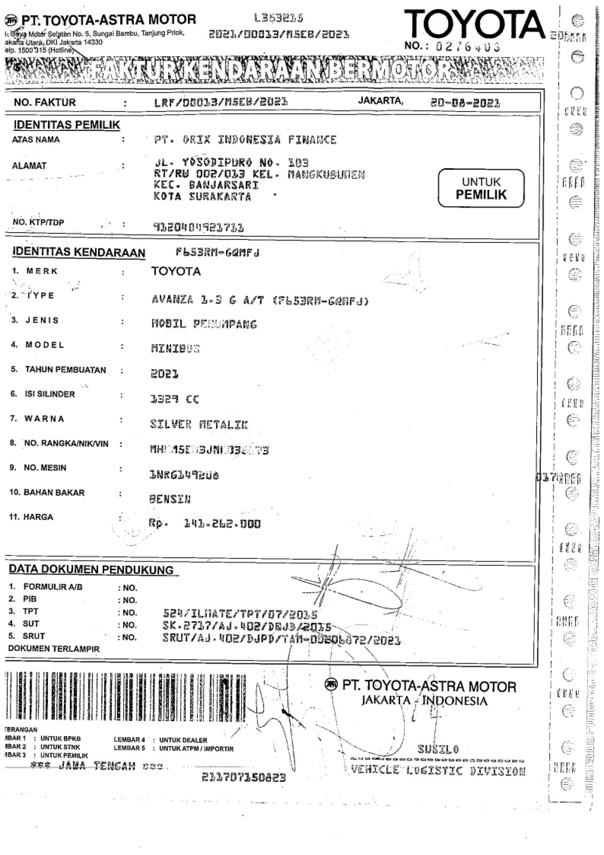 TOYOTA AVANZA 1.3 G