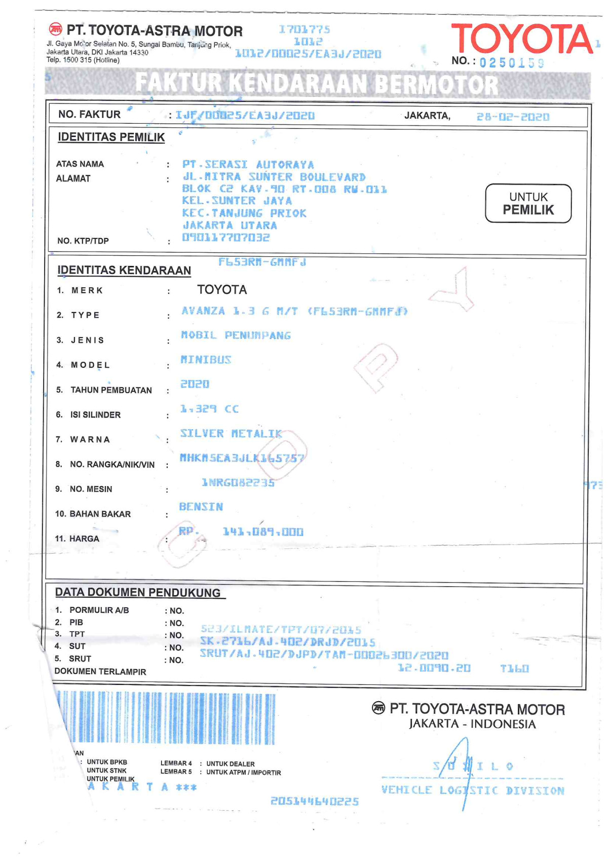 TOYOTA AVANZA 1.3 G