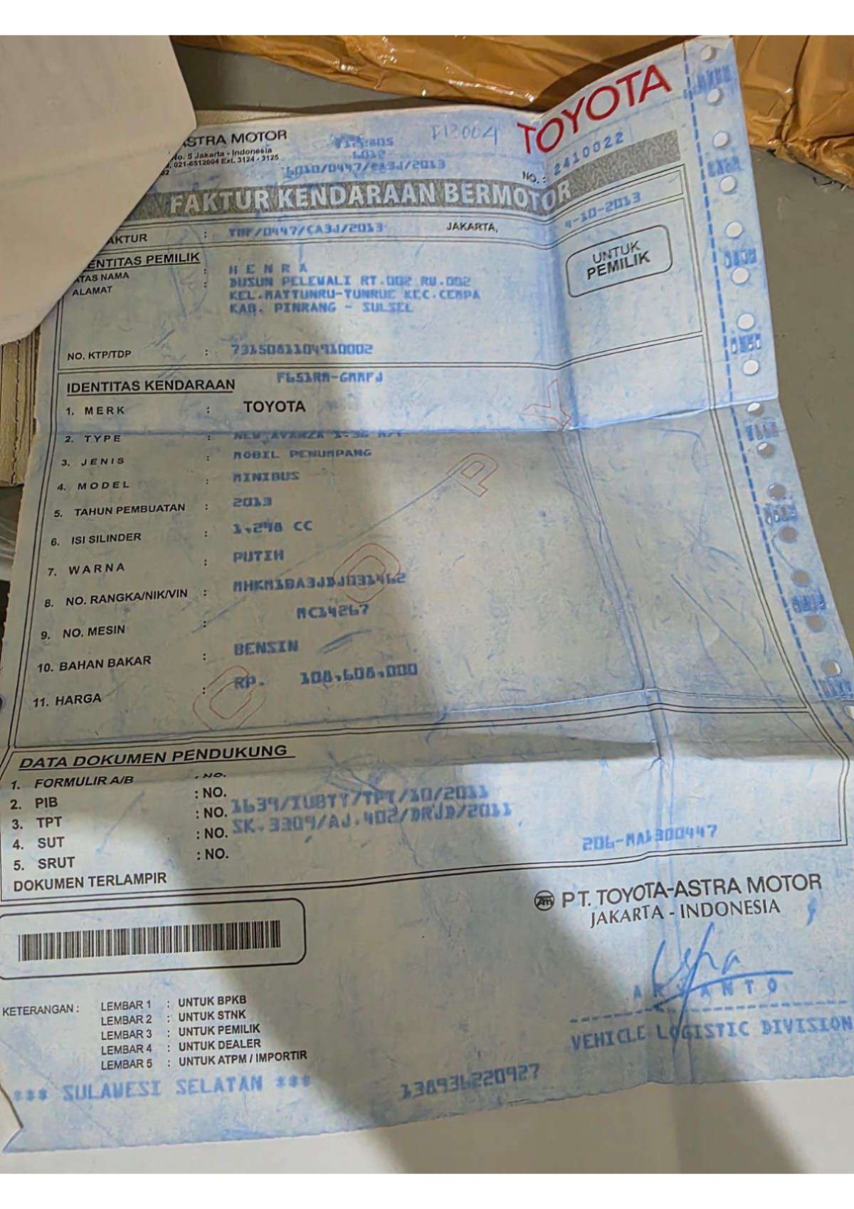TOYOTA AVANZA 1.3 G