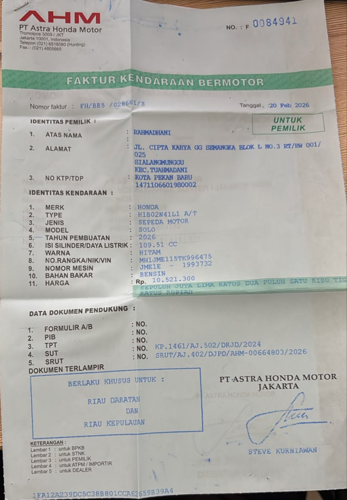 HONDA BEAT CBS FI CW