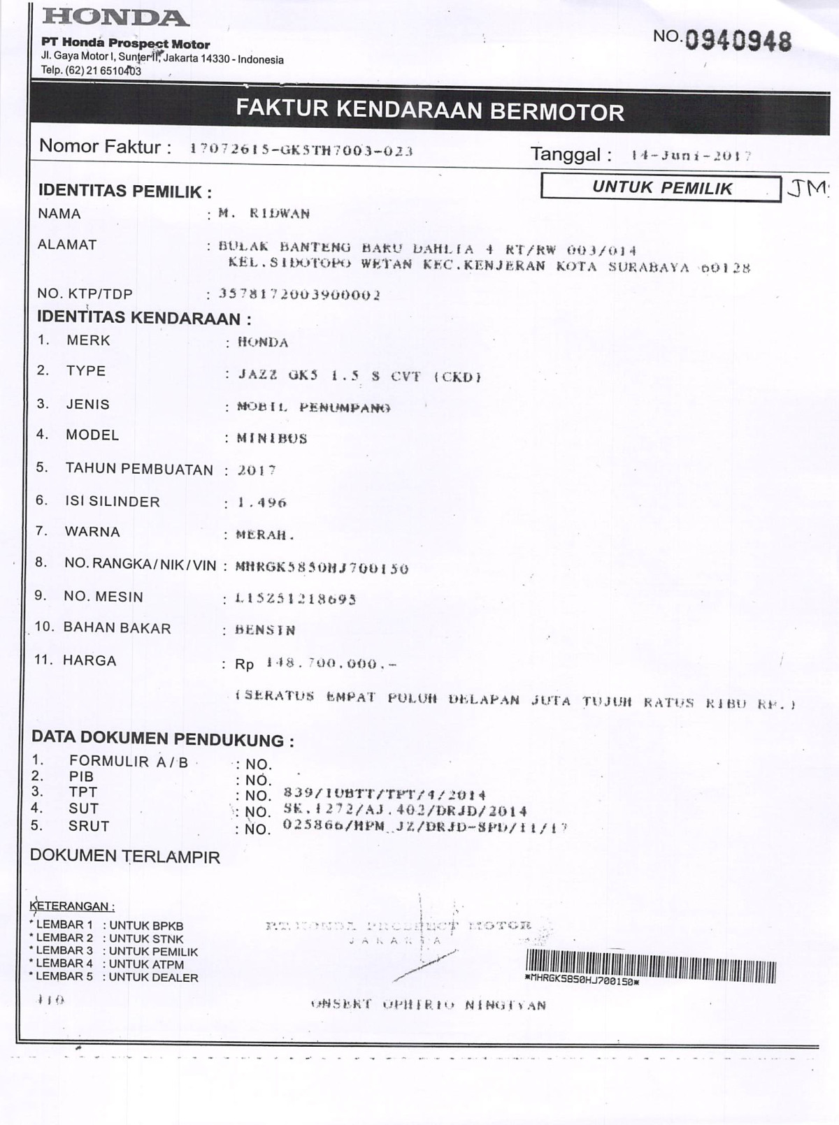 HONDA JAZZ GK5 1.5 S AT CKD