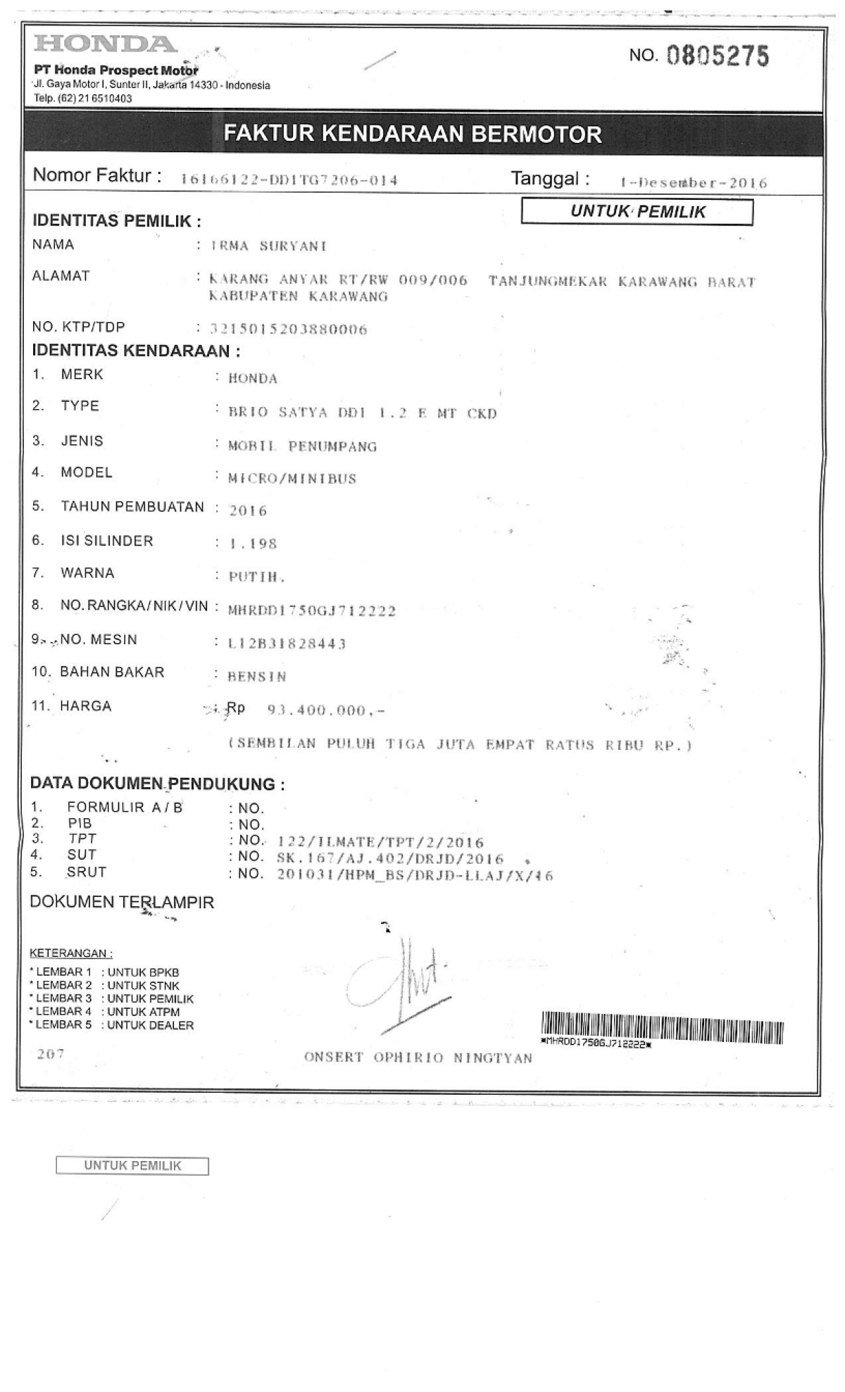 HONDA  BRIO  SATYA DD1 1.2 E