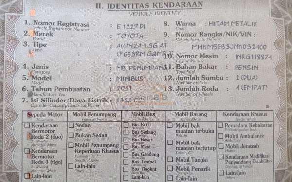 TOYOTA AVANZA 1.3 G