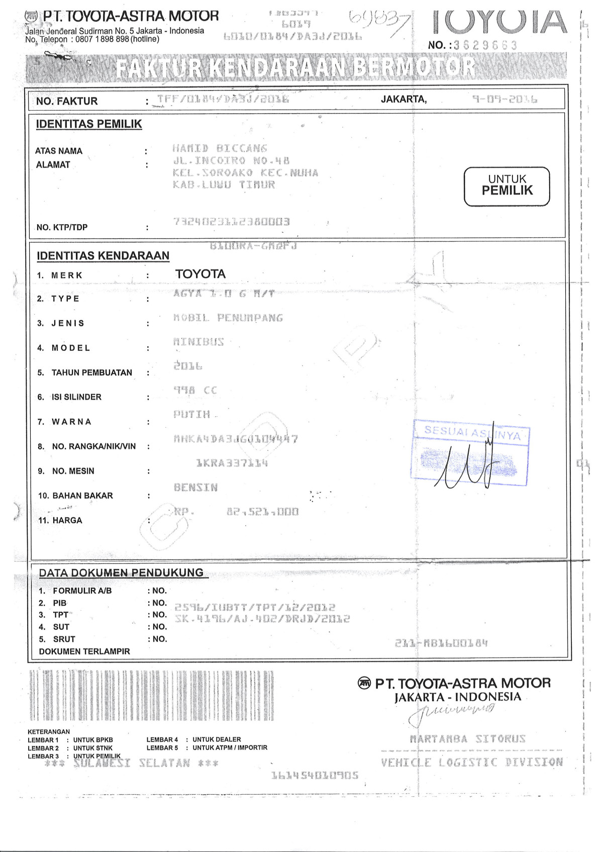 TOYOTA AGYA 1.0 G