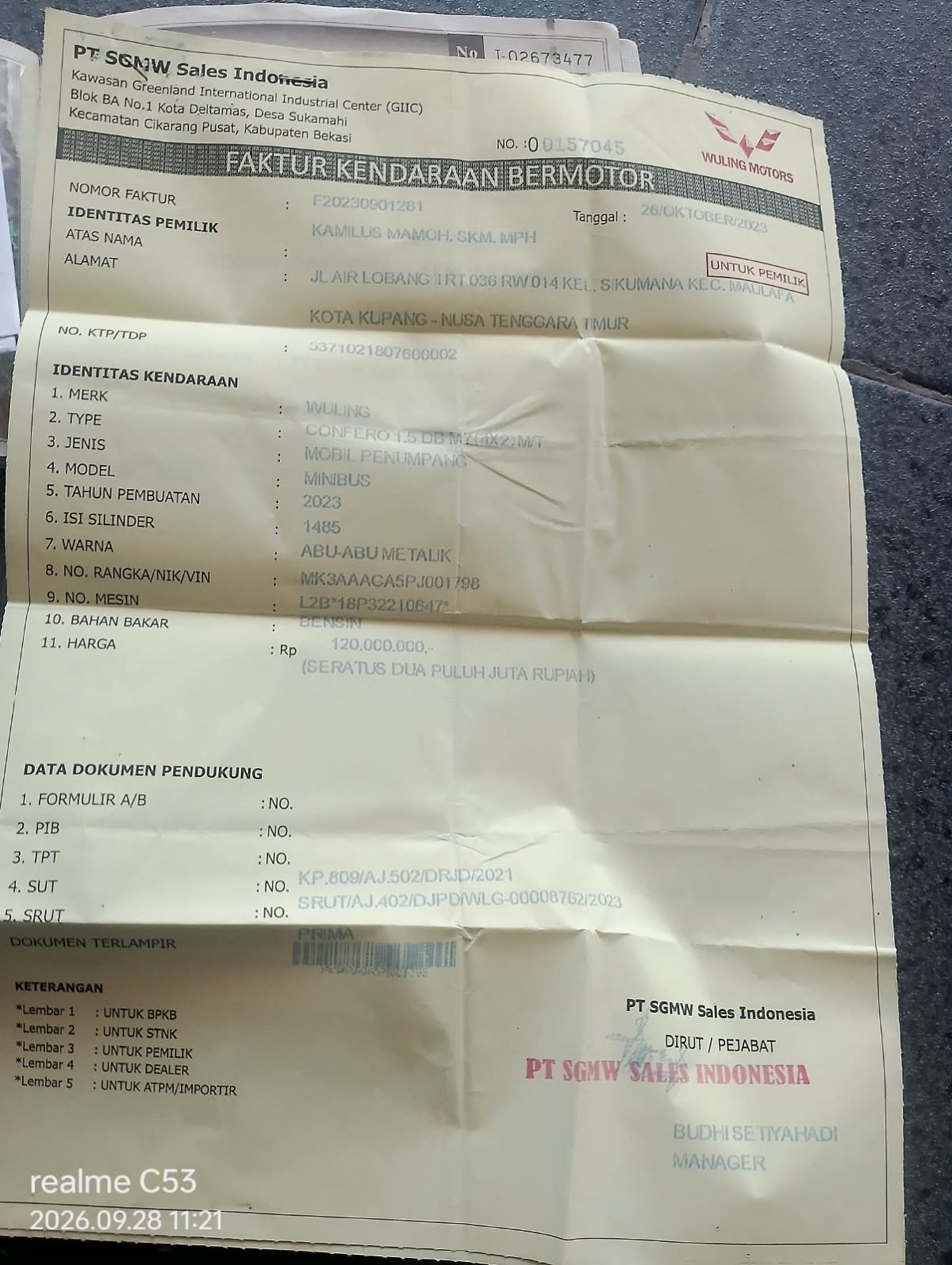WULING CONFERO 1.5 DB MY (4X2)