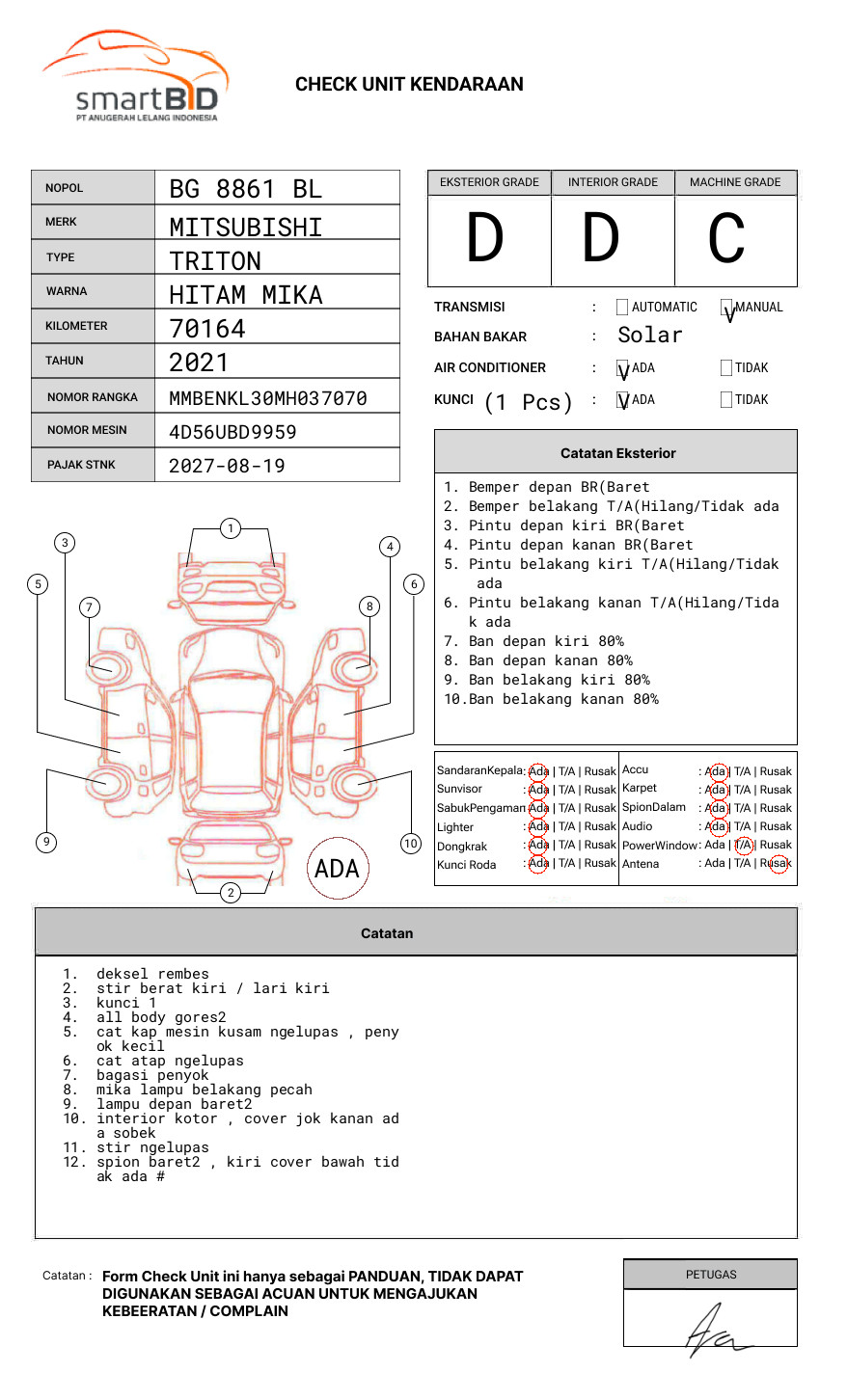 MITSUBISHI TRITON 2.5L SC HDX-L 4X4