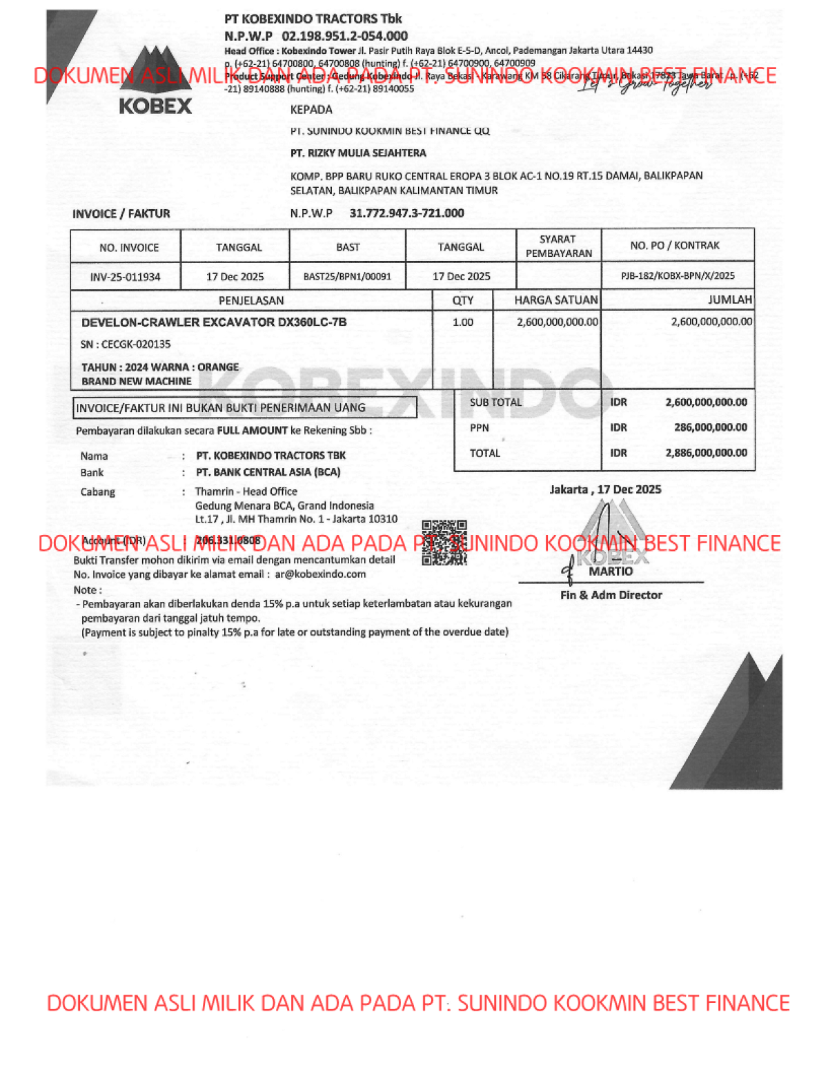 DEVELON EXCAVATOR DX360LC-7B
