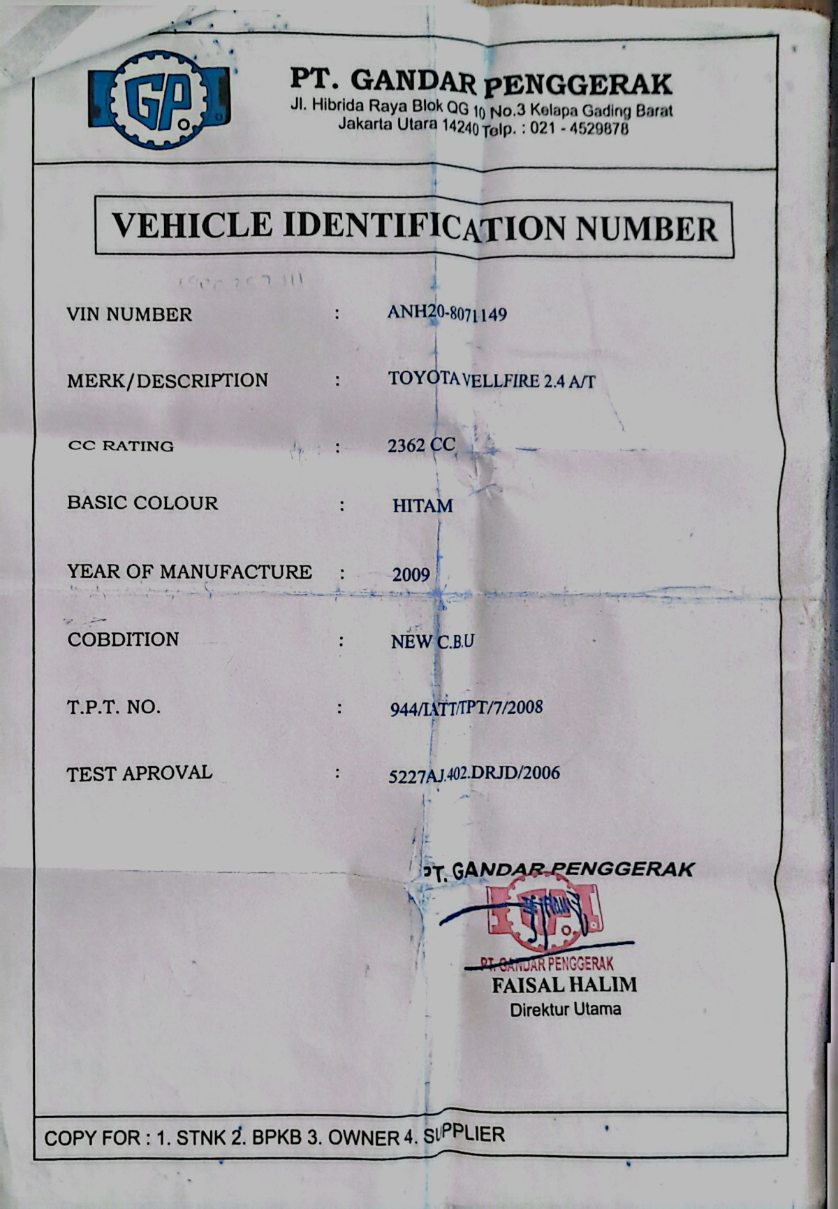 TOYOTA VELLFIRE 2.4