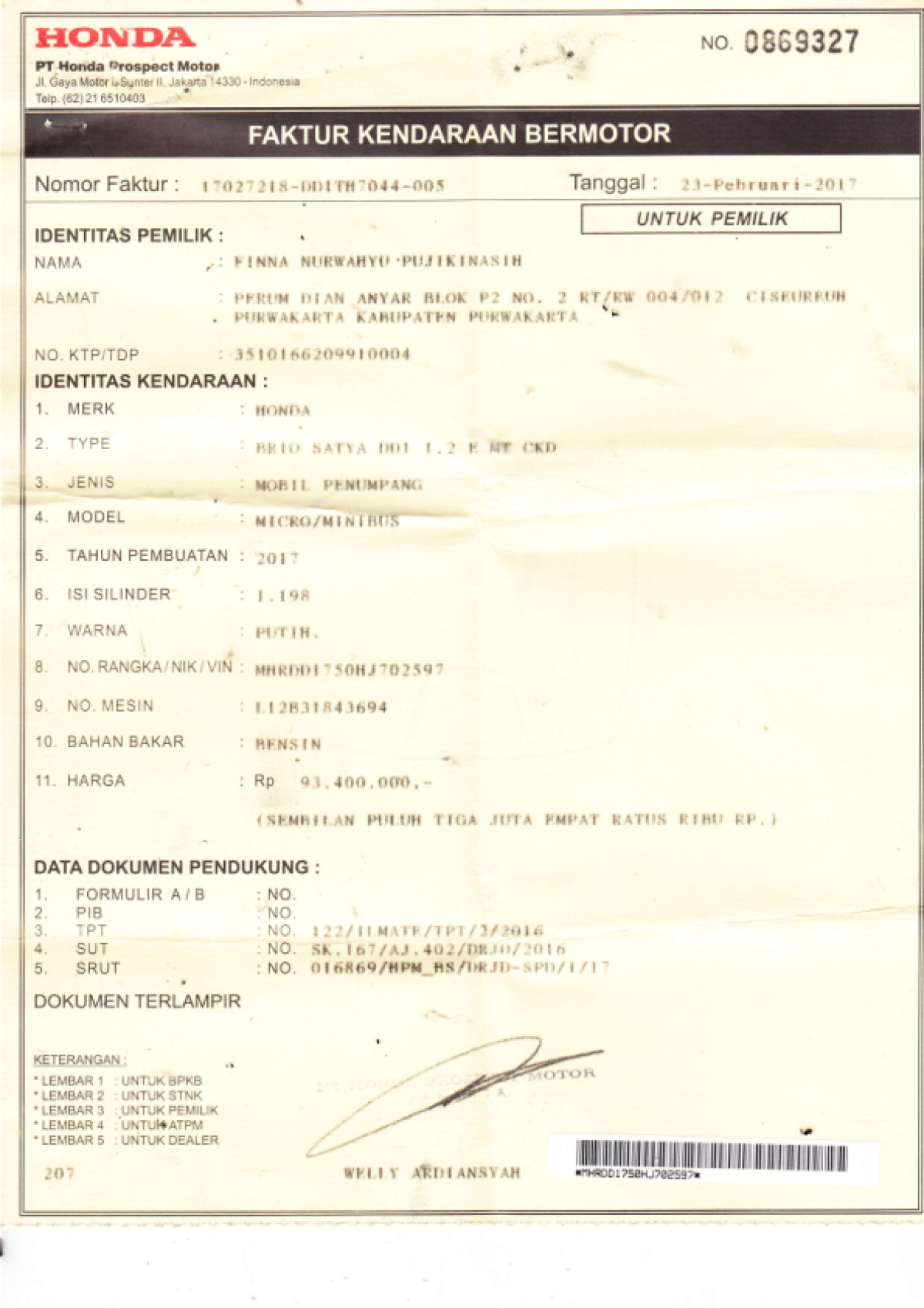 HONDA  BRIO  SATYA DD1 1.2 E
