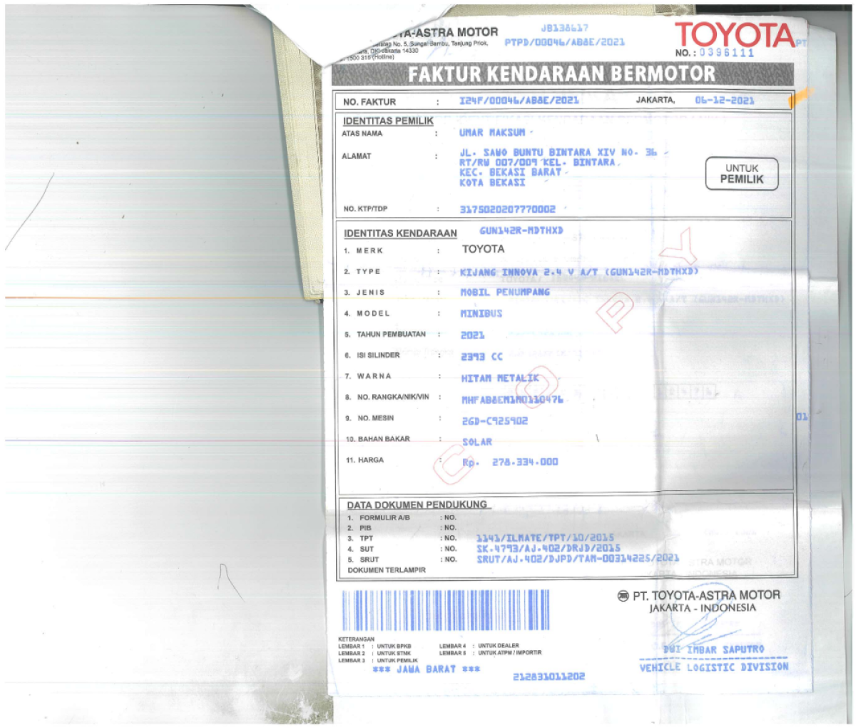 TOYOTA  INNOVA  2.4 V