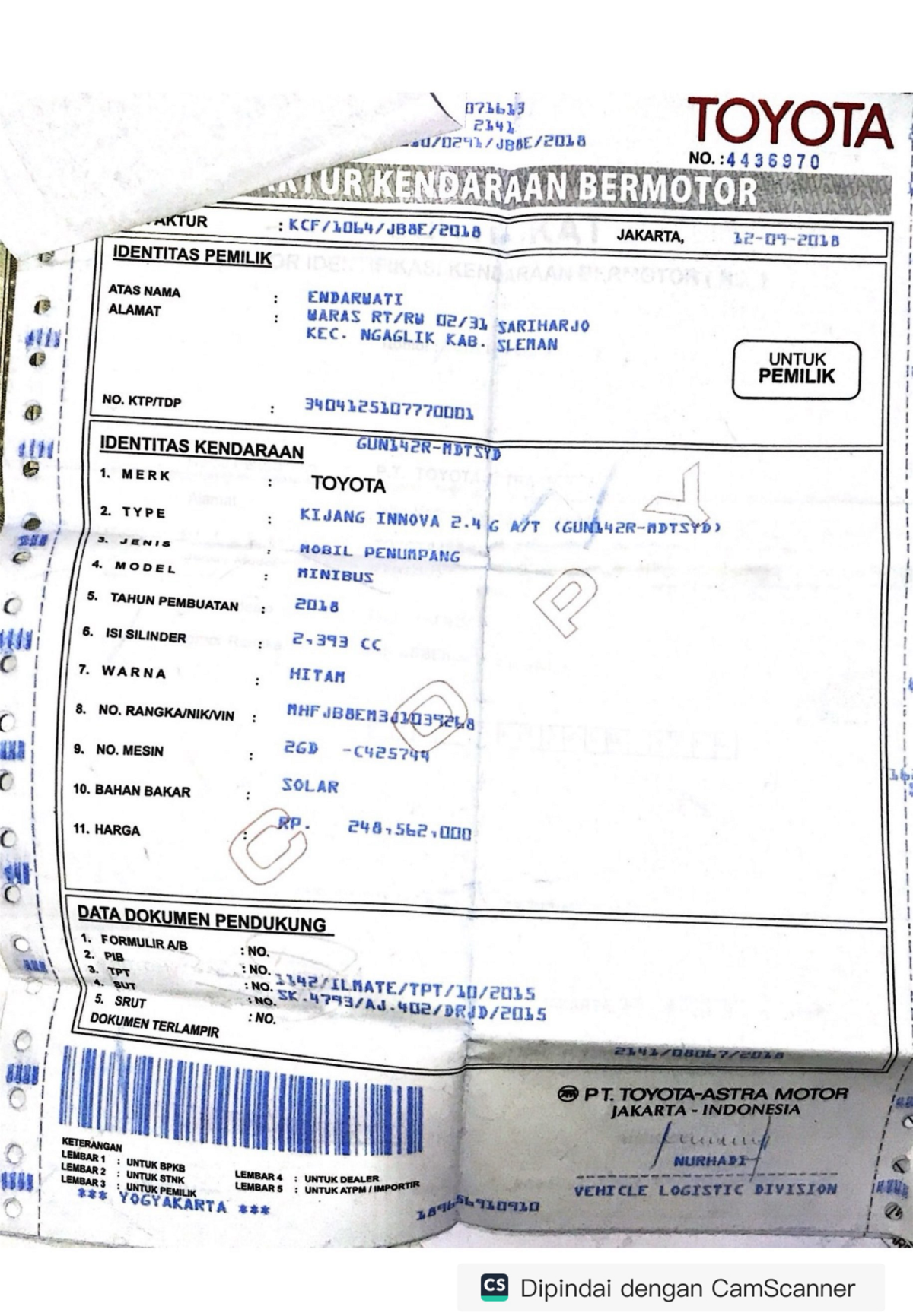 TOYOTA  INNOVA  2.4 G