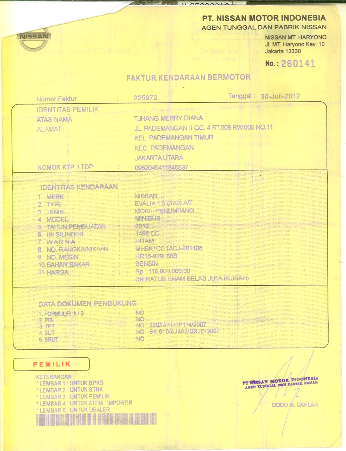 NISSAN EVALIA  1.5