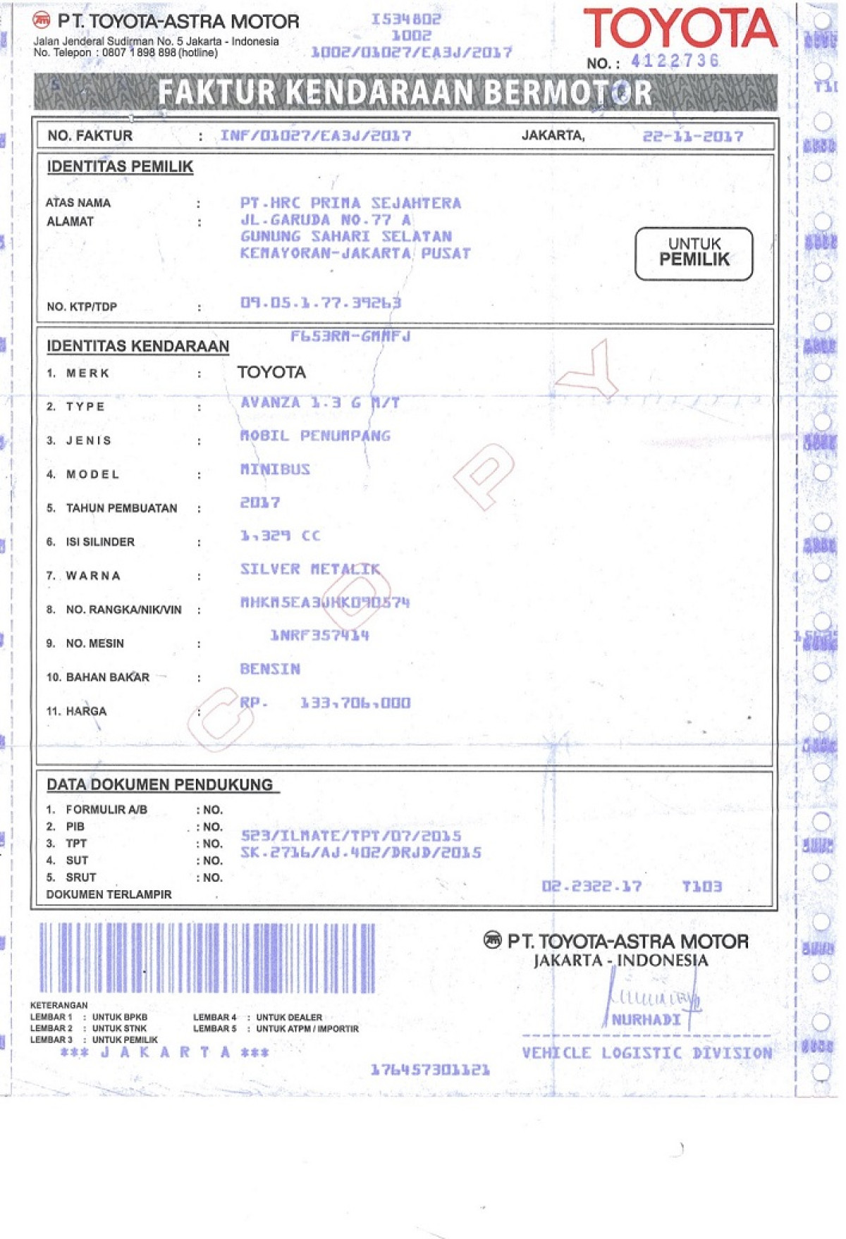 TOYOTA AVANZA 1.3 G