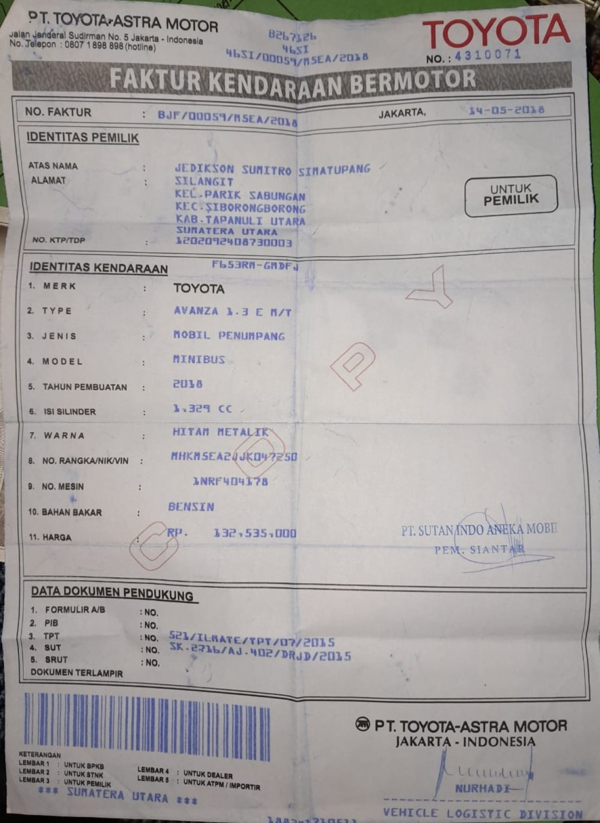 TOYOTA  AVANZA  1.3 E