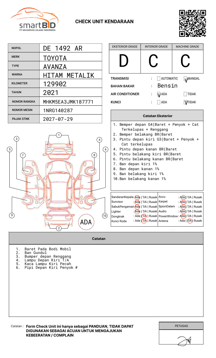 TOYOTA AVANZA 1.3 G