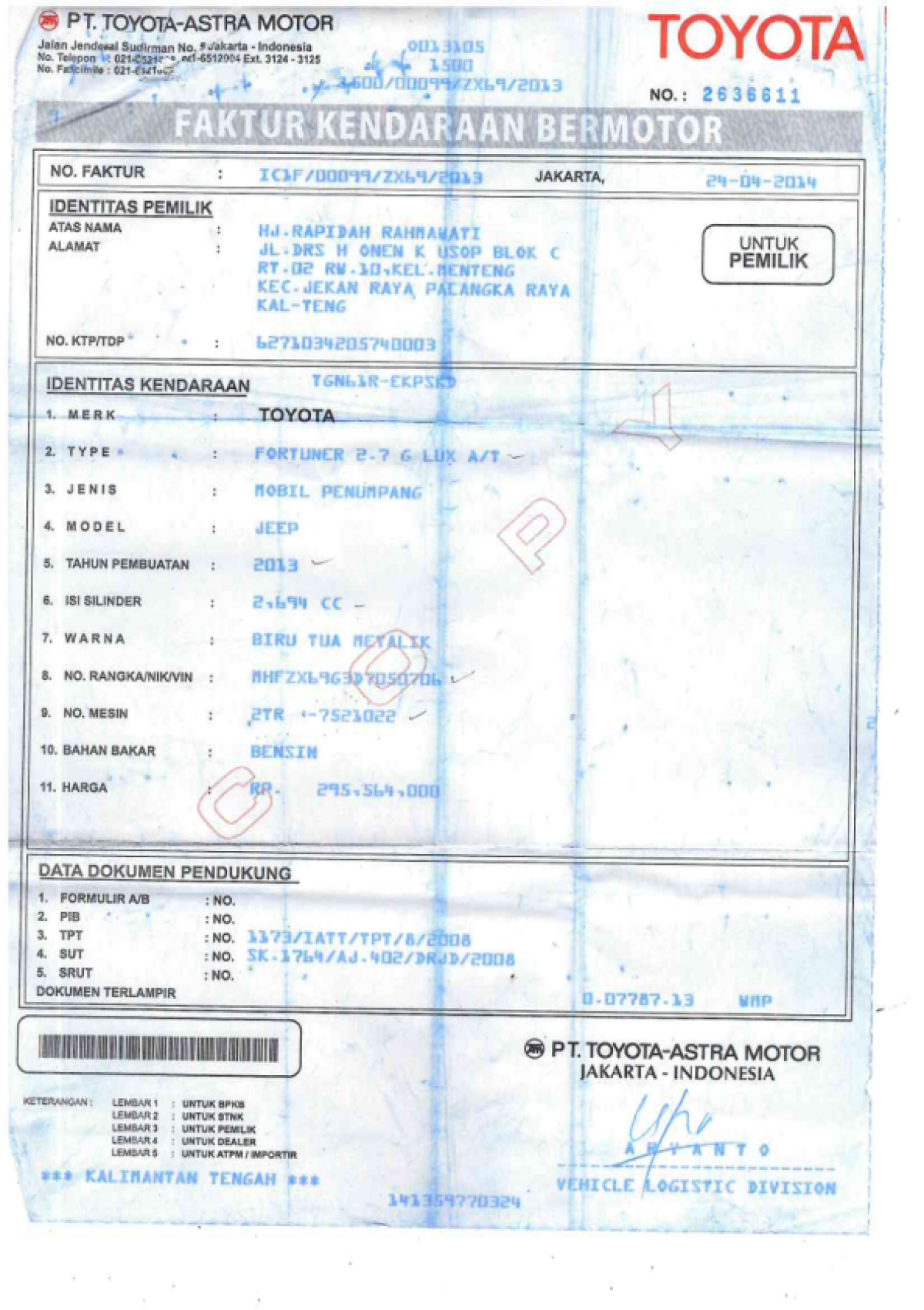 TOYOTA FORTUNER 2.7 G LUX