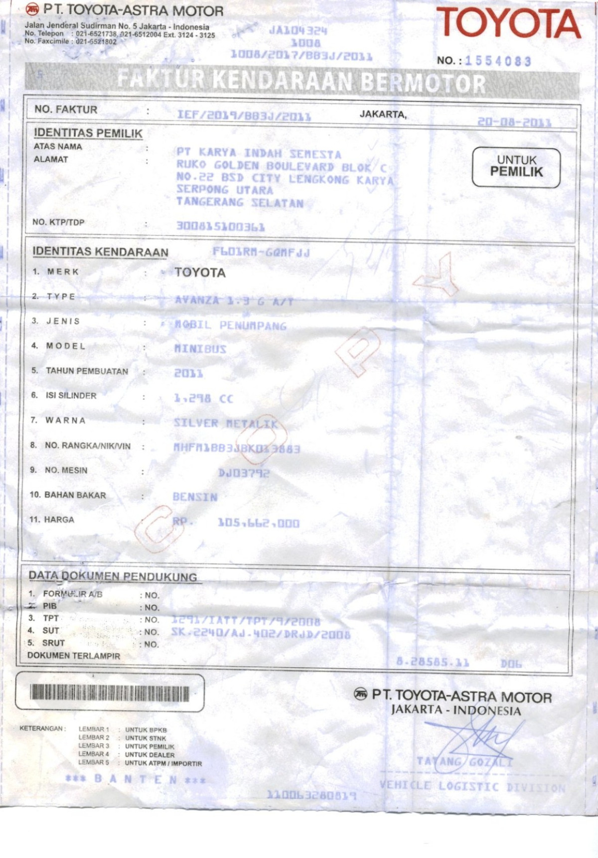 TOYOTA AVANZA 1.3 G