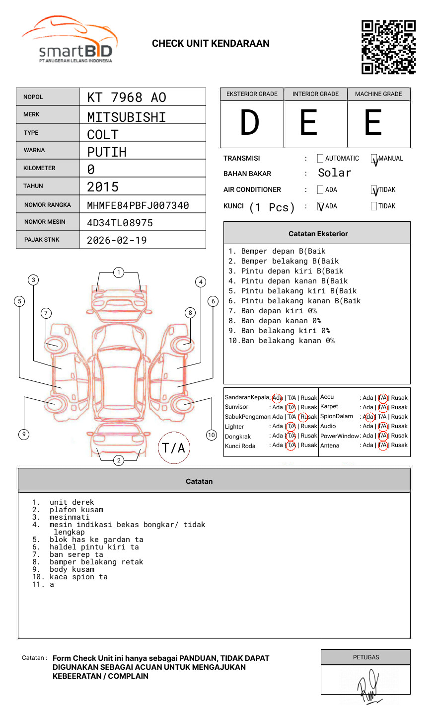 MITSUBISHI COLT DIESEL FE 84 G