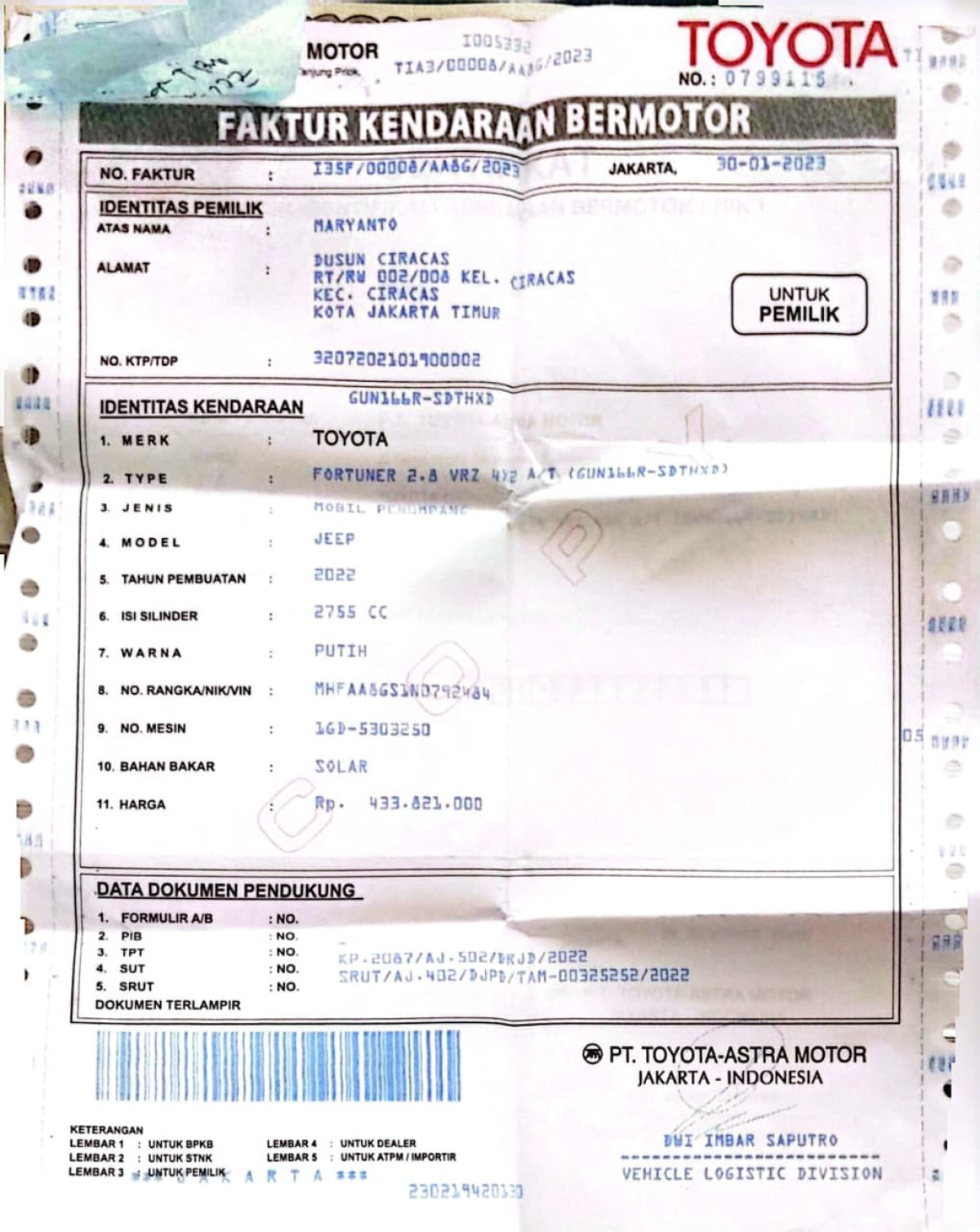 TOYOTA FORTUNER 2.8 VRZ
