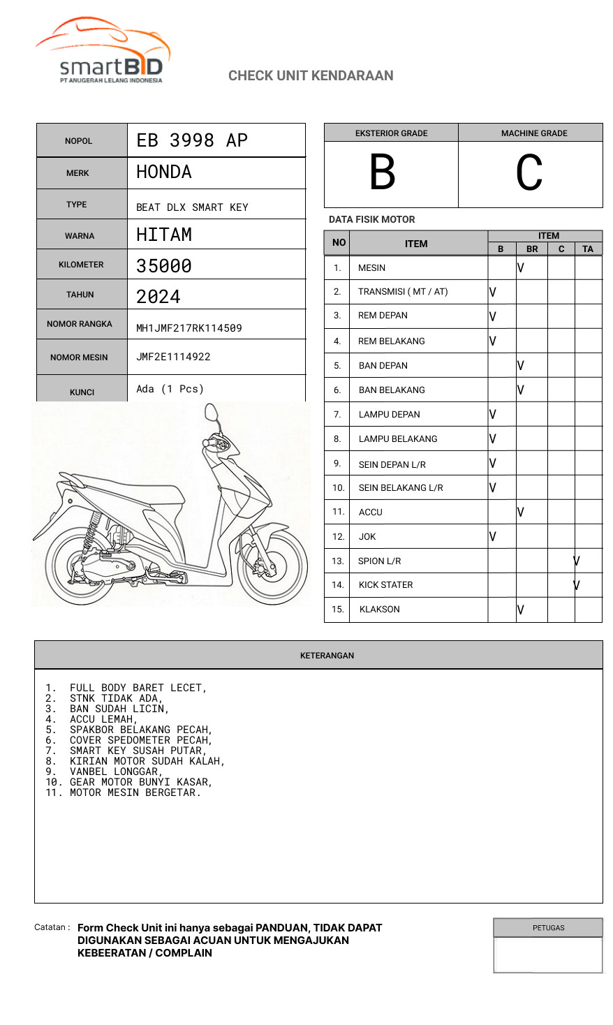 HONDA BEAT DLX SMART KEY